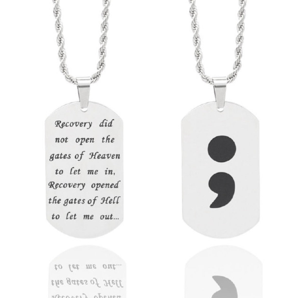 Recovery Dog Tag Necklace (double sided )